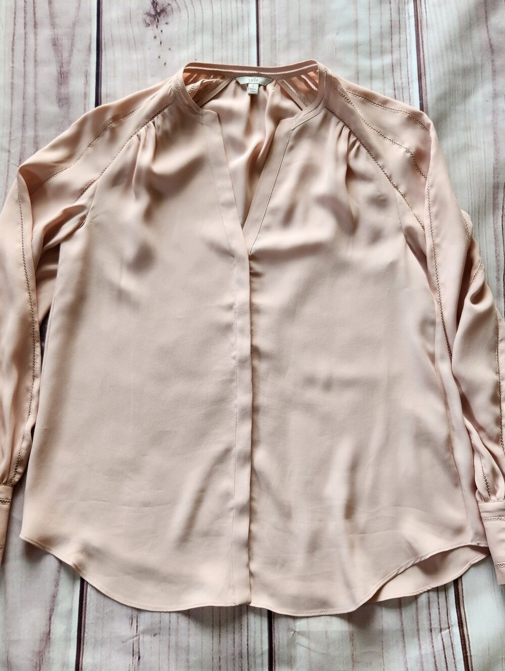 Joie ‘Aban’ Ladder Stitch Blouse Peasant Balloon Sleeve Top Pink, Women's Size S - Picture 4 of 12